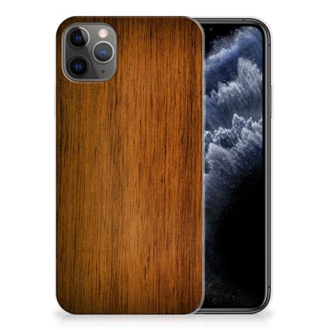 Apple Iphone Pro Max Bumper Hoesje Donker Hout