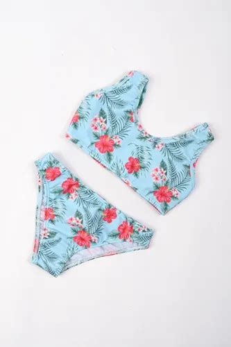 Traje De Baño Bikini Nena Malla 2 Piezas Niña Uv 50 Ferie Celeste