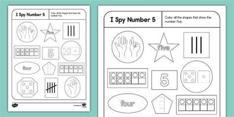 Number Sense I Spy Number 5 Worksheet Teacher Made