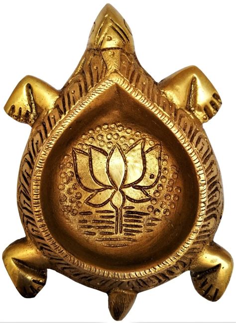 Brass Tortoise Diya Holy Oil Lamp Deepam Feng Shui Vastu Good Luck