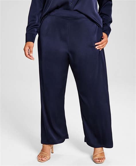 And Now This Trendy Plus Size Satin Wide Leg Pants And Reviews Pants And Capris Plus Sizes Macy S