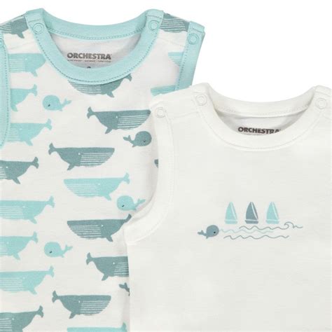 Orchestra Lot de 5 bodies sans manches motifs baleines pour bébé garçon