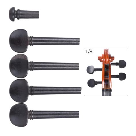 44 Size Ebony Wood Violin Fiddle Tuning Pegs Endpin Set Replacement