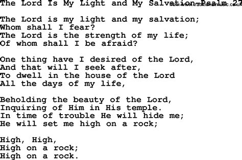 Hymns From The Psalms Song The Lord Is My Light And My Salvation