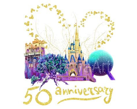 50e anniversaire Magic kingdom Château Parcs Souris Imprimé