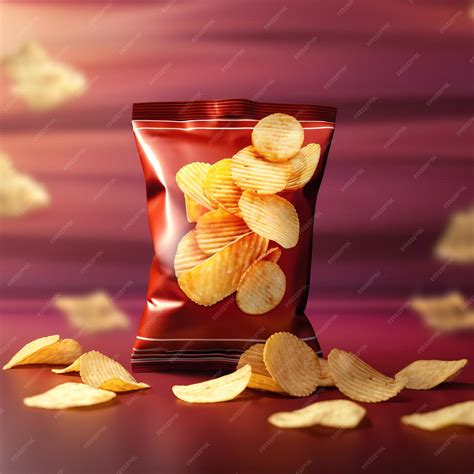 Premium Photo Bag Of Fried Potato Chips Blank Generic Packaging