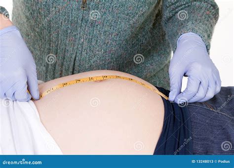 Measuring A Pregnant Belly Stock Image Image Of Monitor 13248013