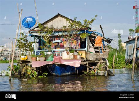 A boat house in Chau Doc ,Mekong Delta,Vietnam Stock Photo - Alamy