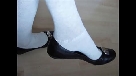 Black Leather Ballet Flats And Socksand Shoeplay And Dangling By Isabelle Sandrine Xxx Mobile