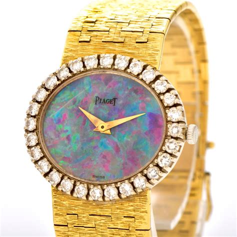 Piaget Vintage Opal Dial Diamond 18k Gold Rare Ladies Watch At 1stdibs