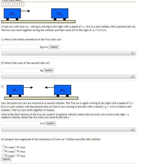 SOLVED 4 Train Car With Mass M1 644 Kg Is Moving To The Right With