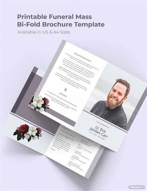 Printable Funeral Program Tri Fold Brochure Template In Pages Word