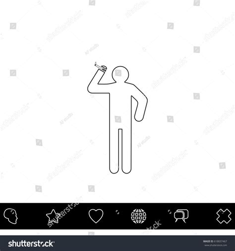 Smoker Black Outline Vector Icon Editable Stock Vector (Royalty Free ...