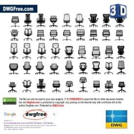 Drawing Free Office Chair 3D DWG format block AutoCAD