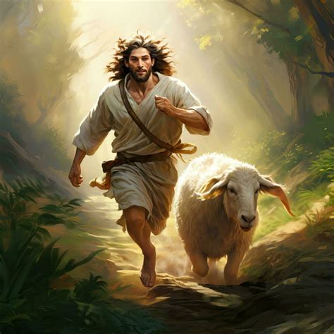 Jesus Running Towards A Lost Lamb AI Generated 29995799 Stock Photo At