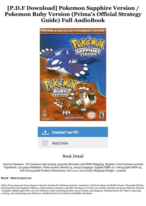 [P.D.F Download] Pokemon Sapphire Version / Pokemon Ruby Version (Prima ...