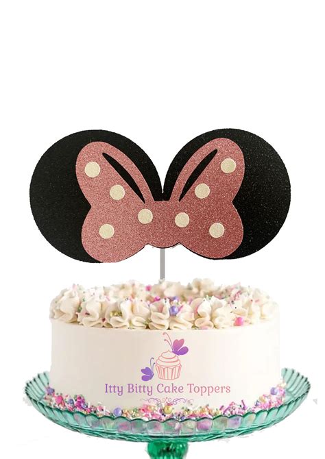 Minnie Mouse Ears With Bow Cake Topper Itty Bitty Cake Toppers