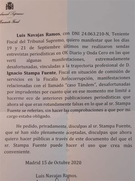 Navajas Reconoce Que Sus Alusiones Al Fiscal Del Caso T Ndem Stampa