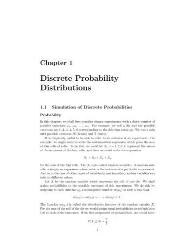 Chapter 1 Discrete Probability Distributions Dartmouth College