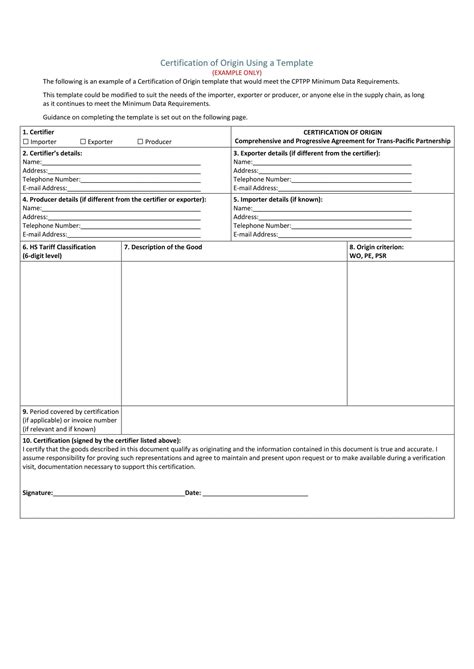 Free Printable Certificate Of Origin Templates Pdf Word Excel