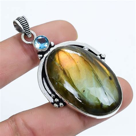 Flashy Labradorite Blau Topas Edelstein Silber Schmuck Anh Nger