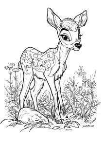 Pretty drawing of a fawn to color - Fawn Coloring Pages for Kids