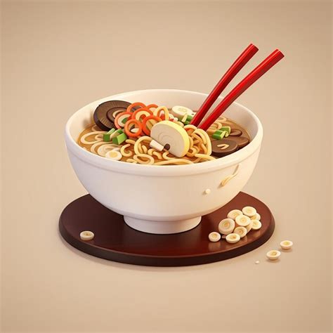 Premium Photo Ramen Noodle With Mushroom And Chopstick Cartoon Vector