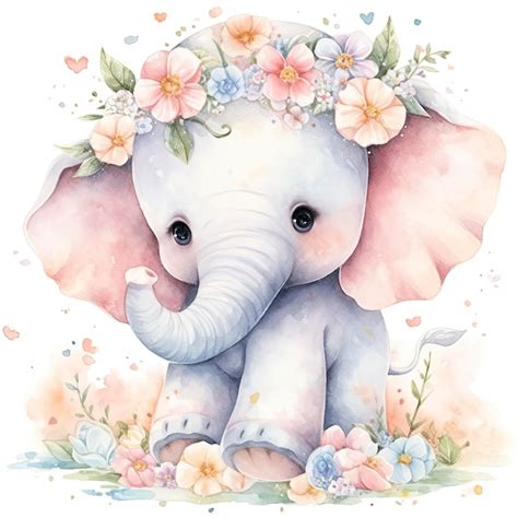 Watercolor Baby Elephant | Premium AI-generated image