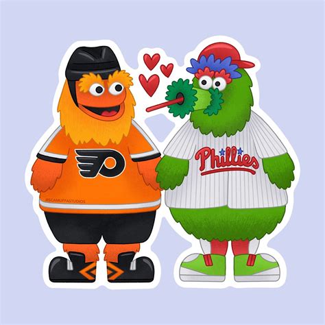 Philly Mascots In Love Vinyl Sticker Gritty Flyers Nhl Etsy