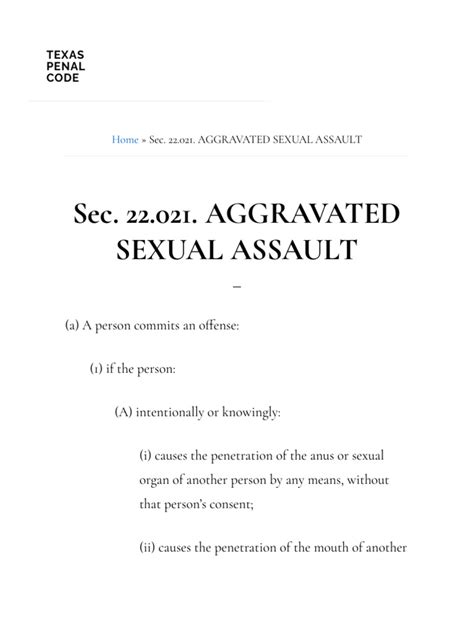 Sec 22 021 Aggravated Sexual Assault Texas Penal Code Pdf