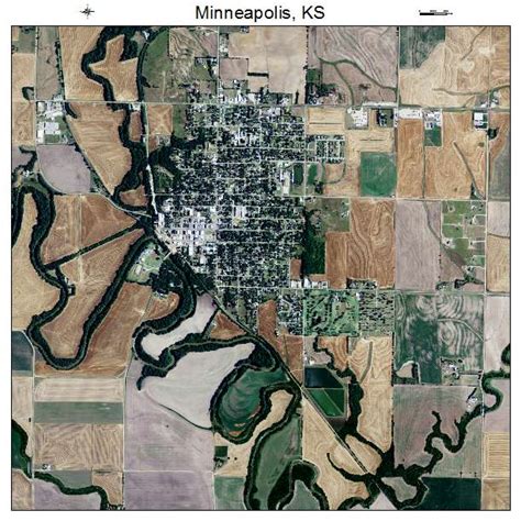 Aerial Photography Map of Minneapolis, KS Kansas