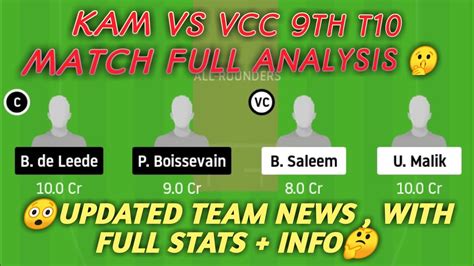 KAM Vs VCC Dream11 Team Prediction KAM Vs VCC Dream11 9th T 10