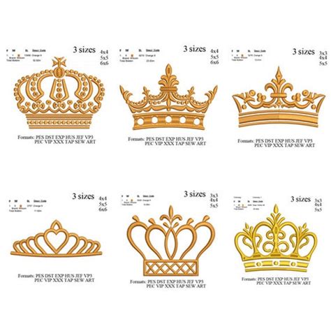 Princess Crown Embroidery Designscrowns Pack 06 Designstiara Etsy