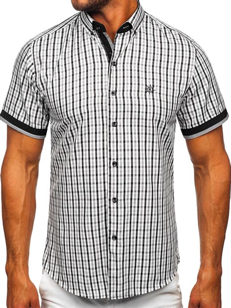 Camisa A Cuadros De Manga Corta Para Hombre Negro Bolf 4510 NEGRO