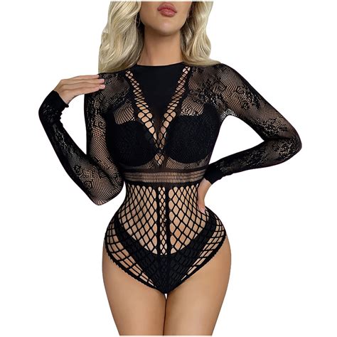 Wreesh Womens Lingerie Bodysuit One Pieces Fashion Solid Color Back