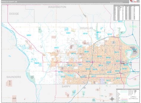 Douglas County, NE Wall Map Premium Style by MarketMAPS