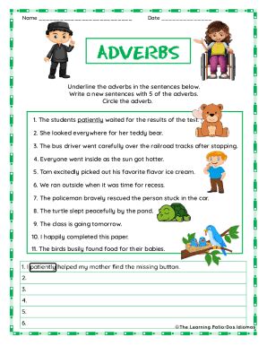 Fillable Online Adverbs Underline The Adverbs In The Following