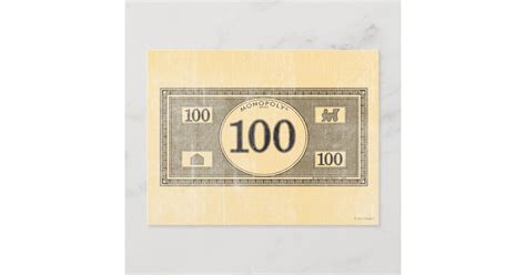 Monopoly Vintage 100 Dollar Bill Postcard Uk