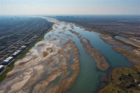 Premium Photo Aerial View Of Chemically Polluted Water Body