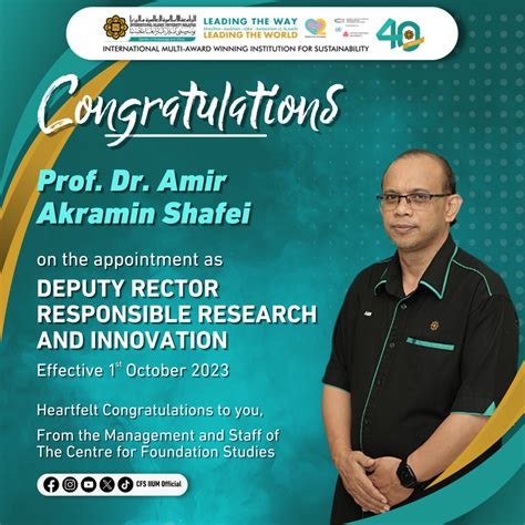 Congratulations To Prof Dr Amir Akramin Shafie Centre For