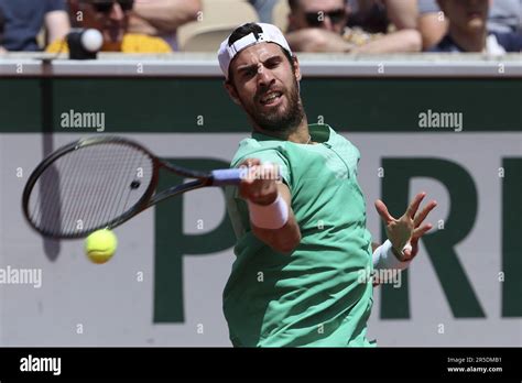 Karen Khachanov of Russia during day 6 of the 2023 French Open, Roland ...