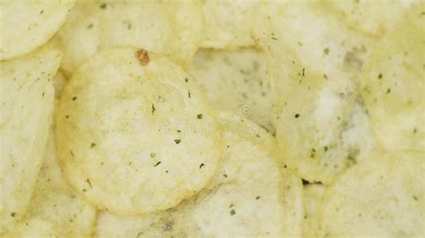 Potato Chips On A Rotating Surface Close Up Stock Video Video Of