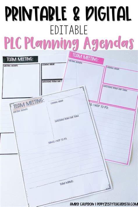 Digital Printable Plc Agenda Meeting Template For Meeting Notes