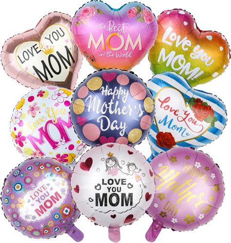 30pcs Happy Mothers Day Balloons 18 Heart Round Shaped