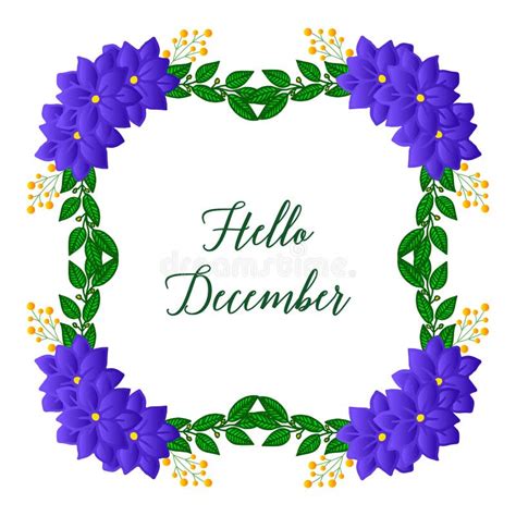 Poster Hello December With Decorative Element Of Purple Wreath Frame