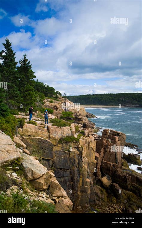 Maine Mt Desert Island Acadia National Park Cliffs By Sand Beach