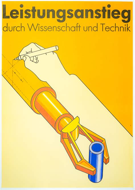 DDR Plakat Leistungsanstieg Durch Wissenschaft Und Technik Offset