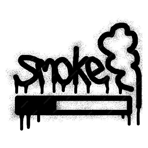 Premium Vector Smoke Text Graffiti And Cigarette Icon With Black