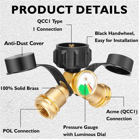 Propane Splitter Propane Tank Y Splitter Adapter With Gauge 2 Way Lpg Adapter Ebay