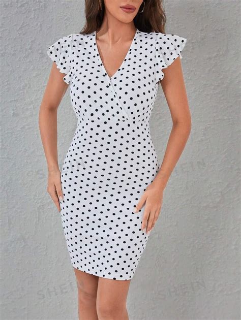 Shein Privé Polka Dot Print Bodycon Dress Shein Usa